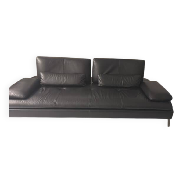 2 salon en cuir noir roche bobois scenario un trois place et une meridienne