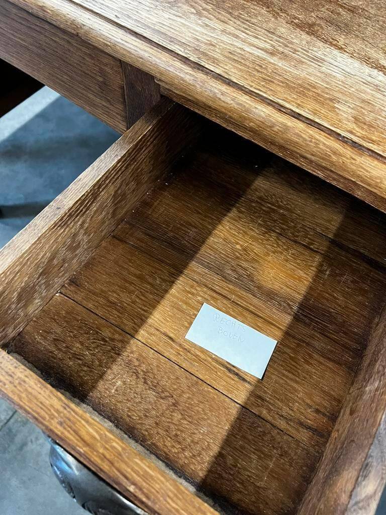 Vintage American wooden desk / desk with roll-up door