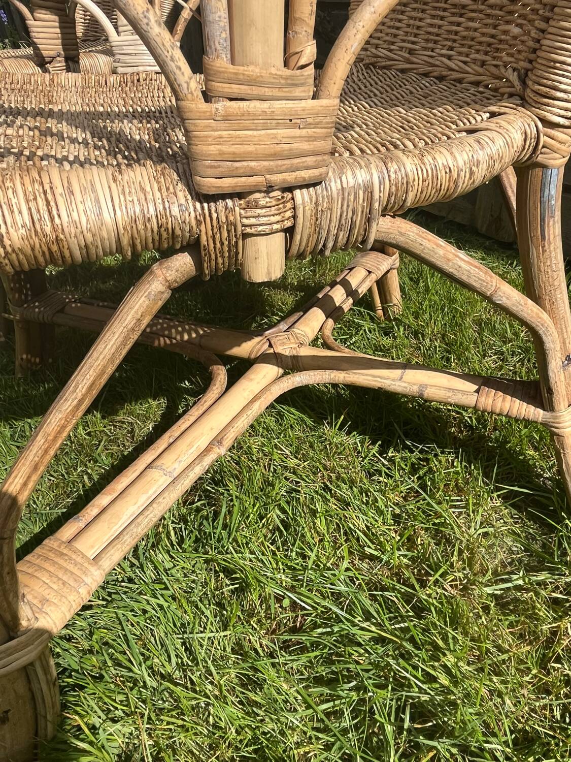 Rattan armchair duo