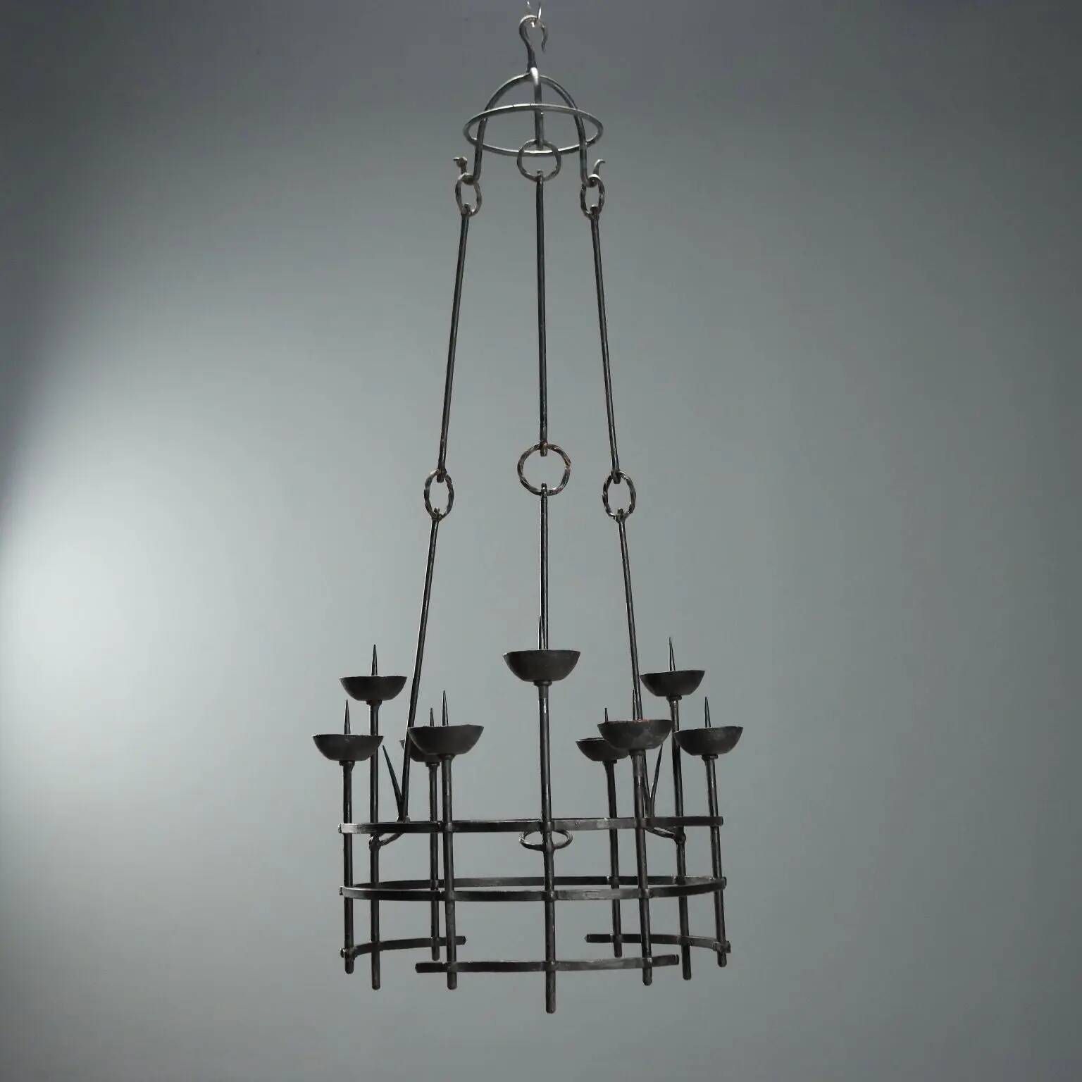 Antique wrought iron chandelier A. Gerardi Italy 19th century