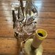 2 vintage bronze wall lights with pendants
