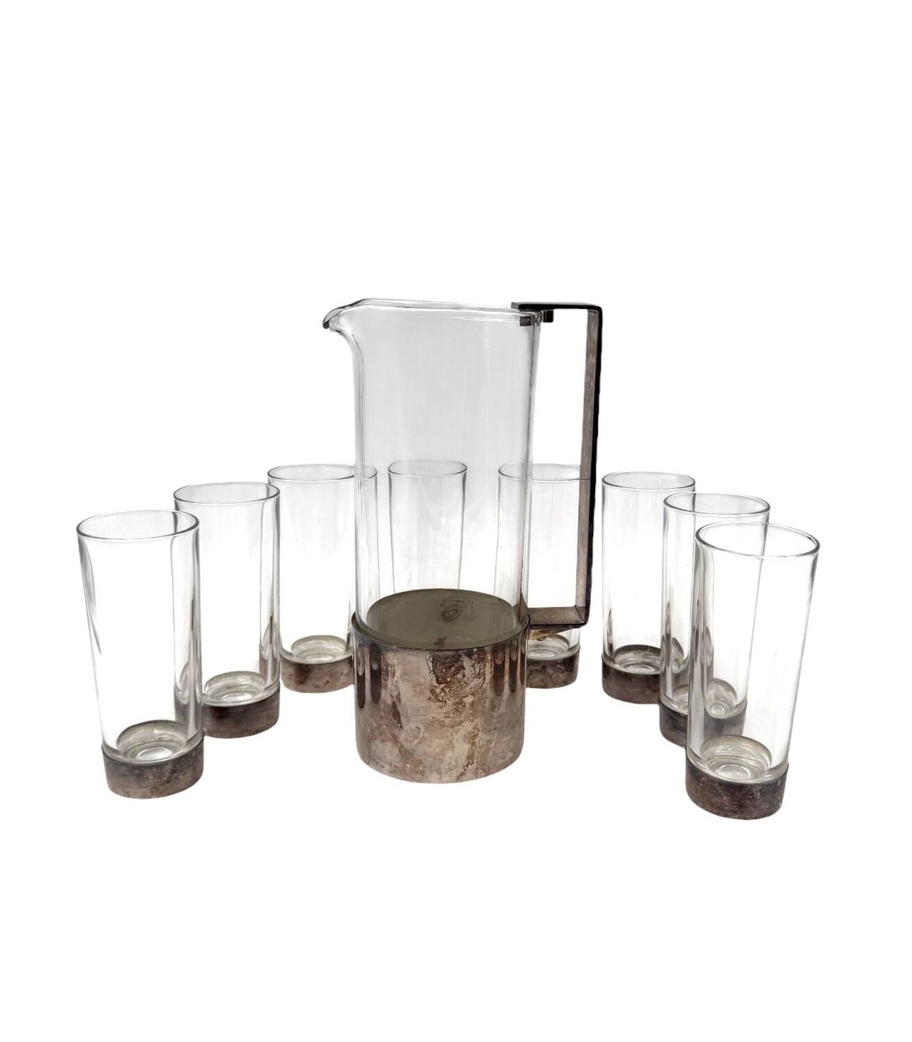 Hollywood Regency silverplate cocktail set, Italy 1970s