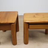 Pair of vintage elm bedside tables, 1970s