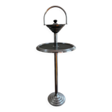 Modernist metal and leather standing ashtray