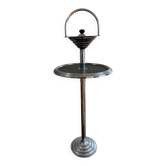 Modernist metal and leather standing ashtray