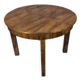 Renovated Art Deco round walnut extendable dining table