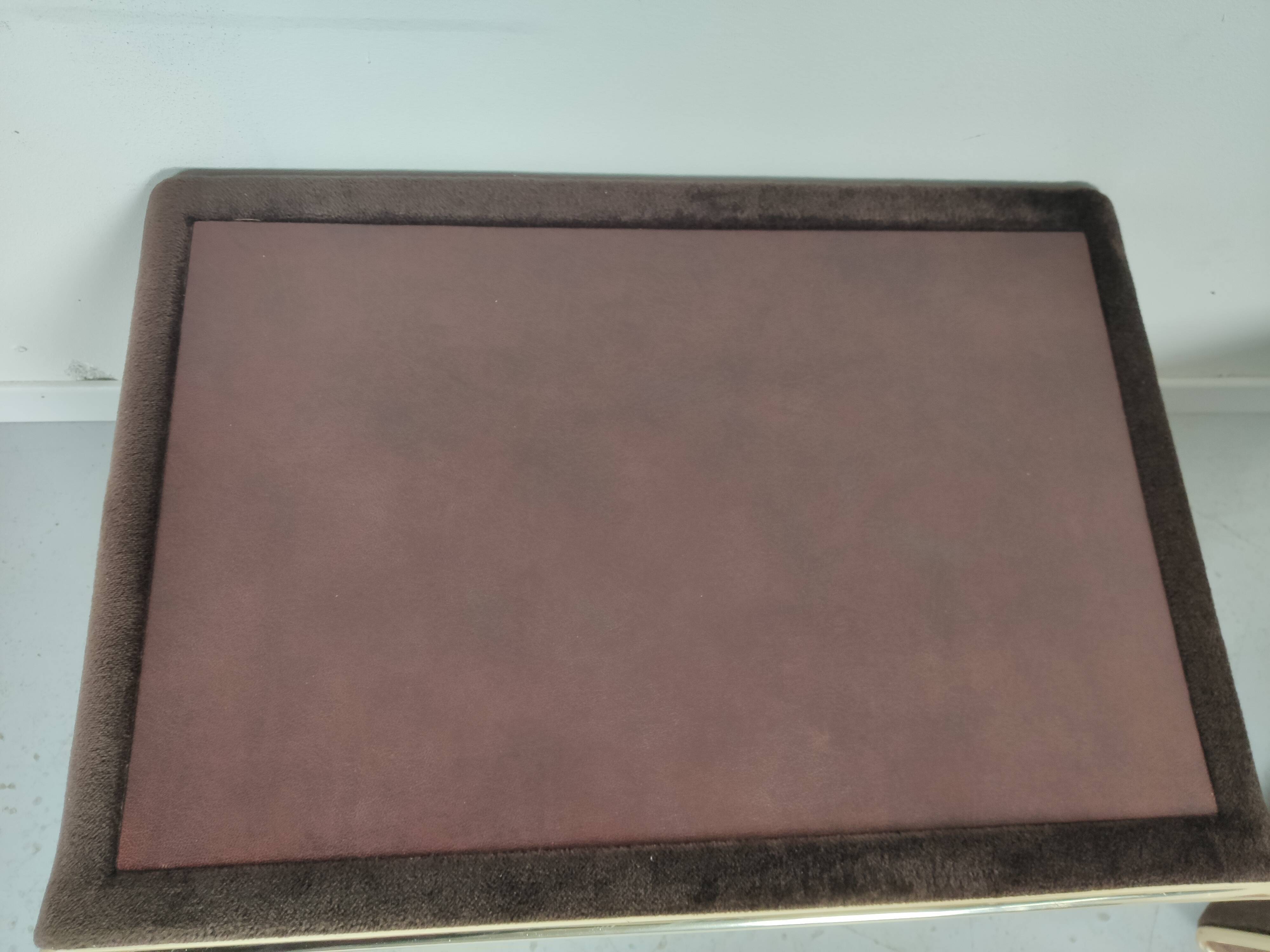 Pair of mirror and leather bedsides Ruf international, 60s/70s