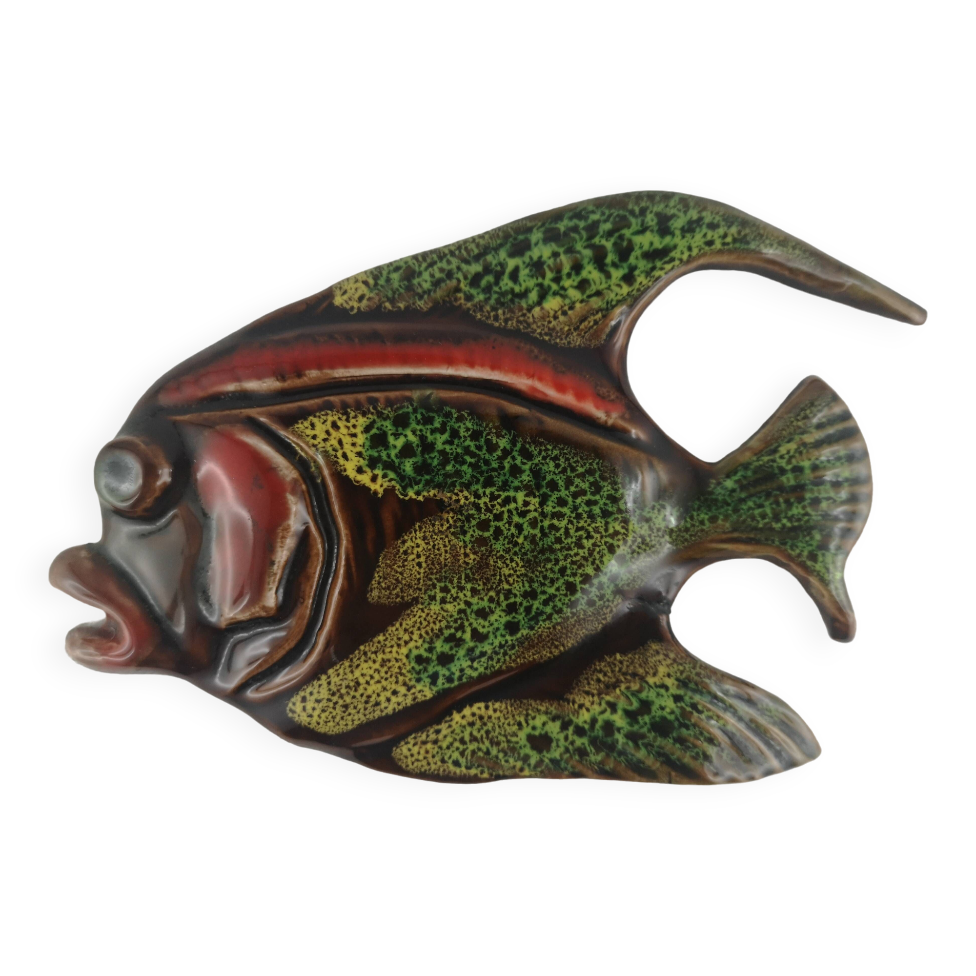 Handmade Vallauris ceramic fish wall decoration