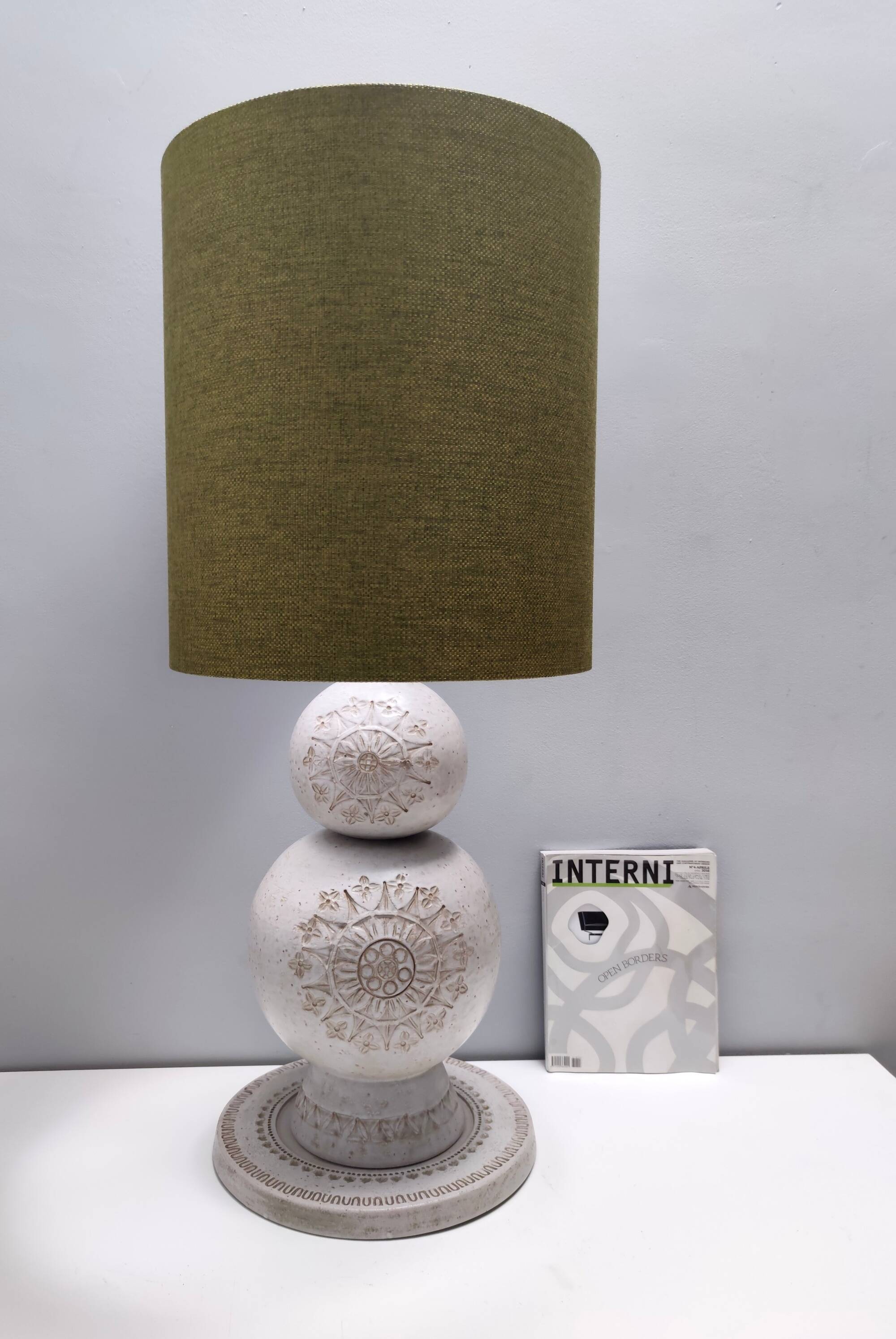 Engraved Ceramic Table Lamp "Siviglia" by Aldo Londi for Bitossi, Italy