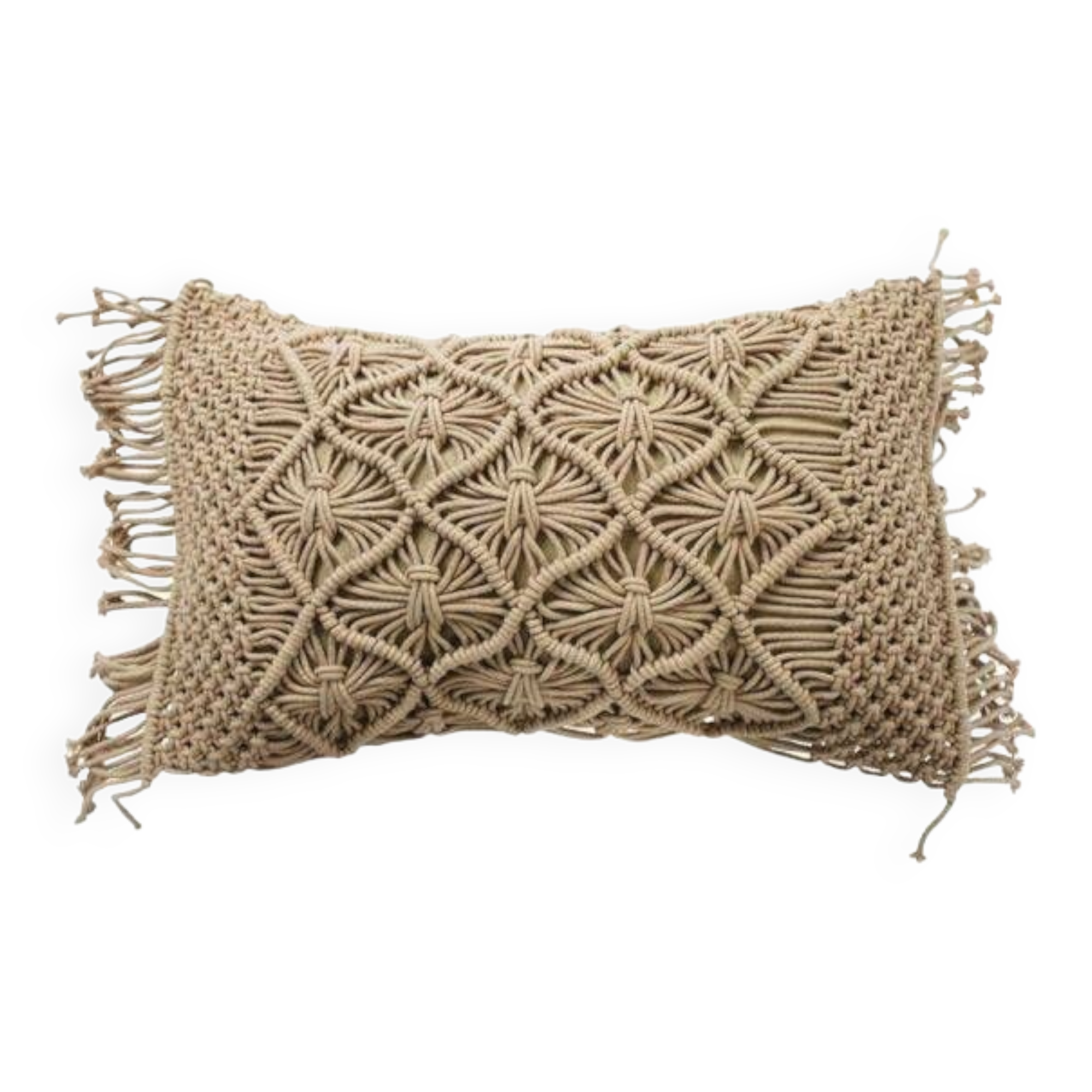 Braided nude pink macramé cushion 40x60 cm