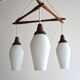 Scandinavian chandelier 3 opaline lights by Kristiansson for Luxus 50s