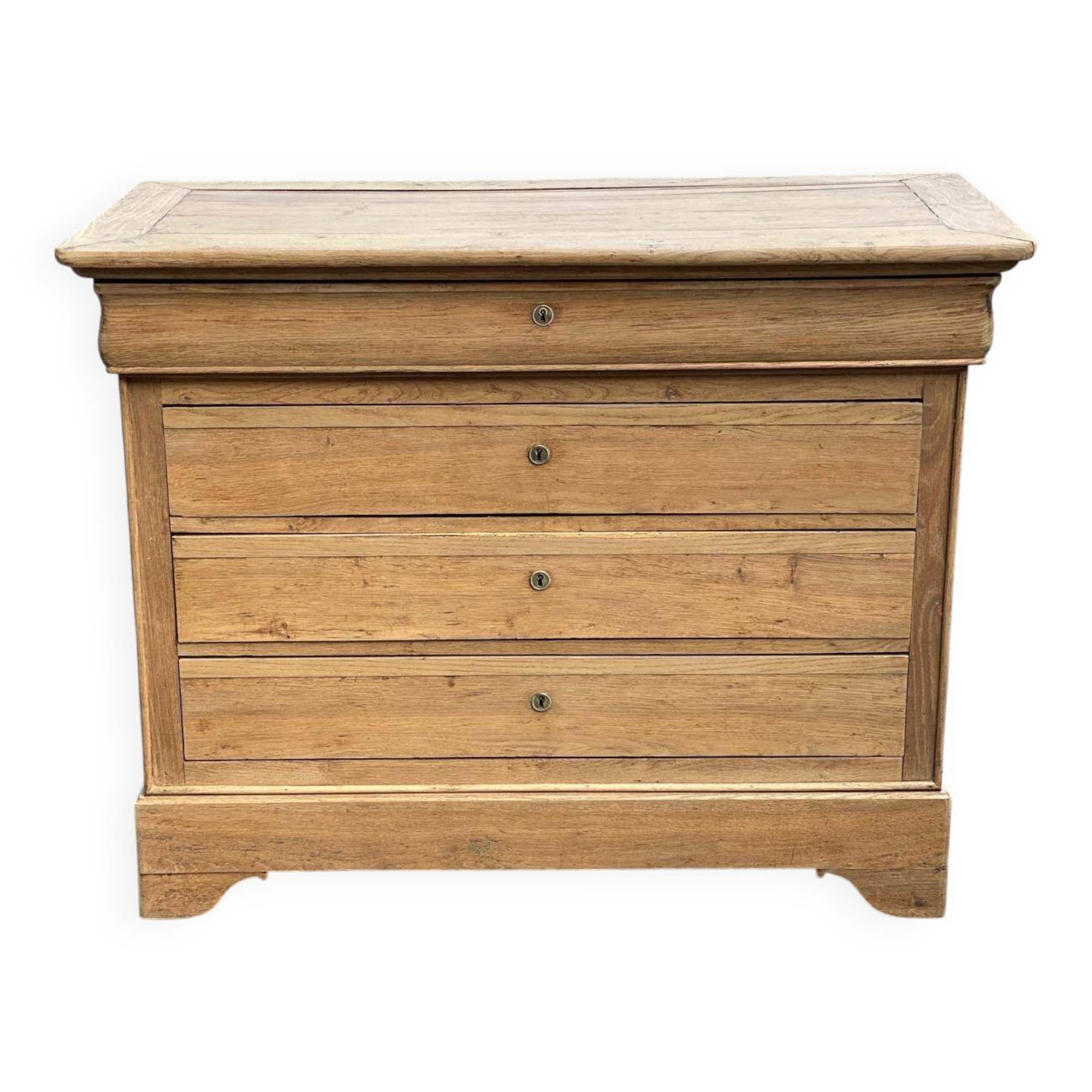 19th century Louis Philippe solid oak chest of drawers, renovated