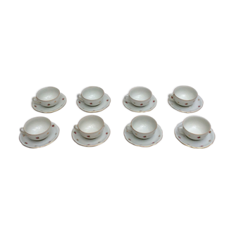 Set of 8 cups with Bavaria porcelain saucers stamped dimension: height -5cm- D -9.5cm