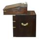 Bureau de campagne Davenport victorien antique en cuir avec galerie en laiton