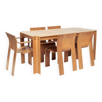 Gijs Bakker ensemble de bandes design néerlandais table à manger et chaises 1974