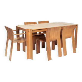 Gijs bakker Dutch design strip set dining table chairs 1974