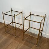 Pair of brass side tables attributed to Maison Jansen