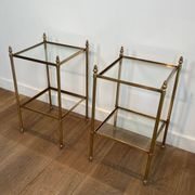 Pair of brass side tables attributed to Maison Jansen