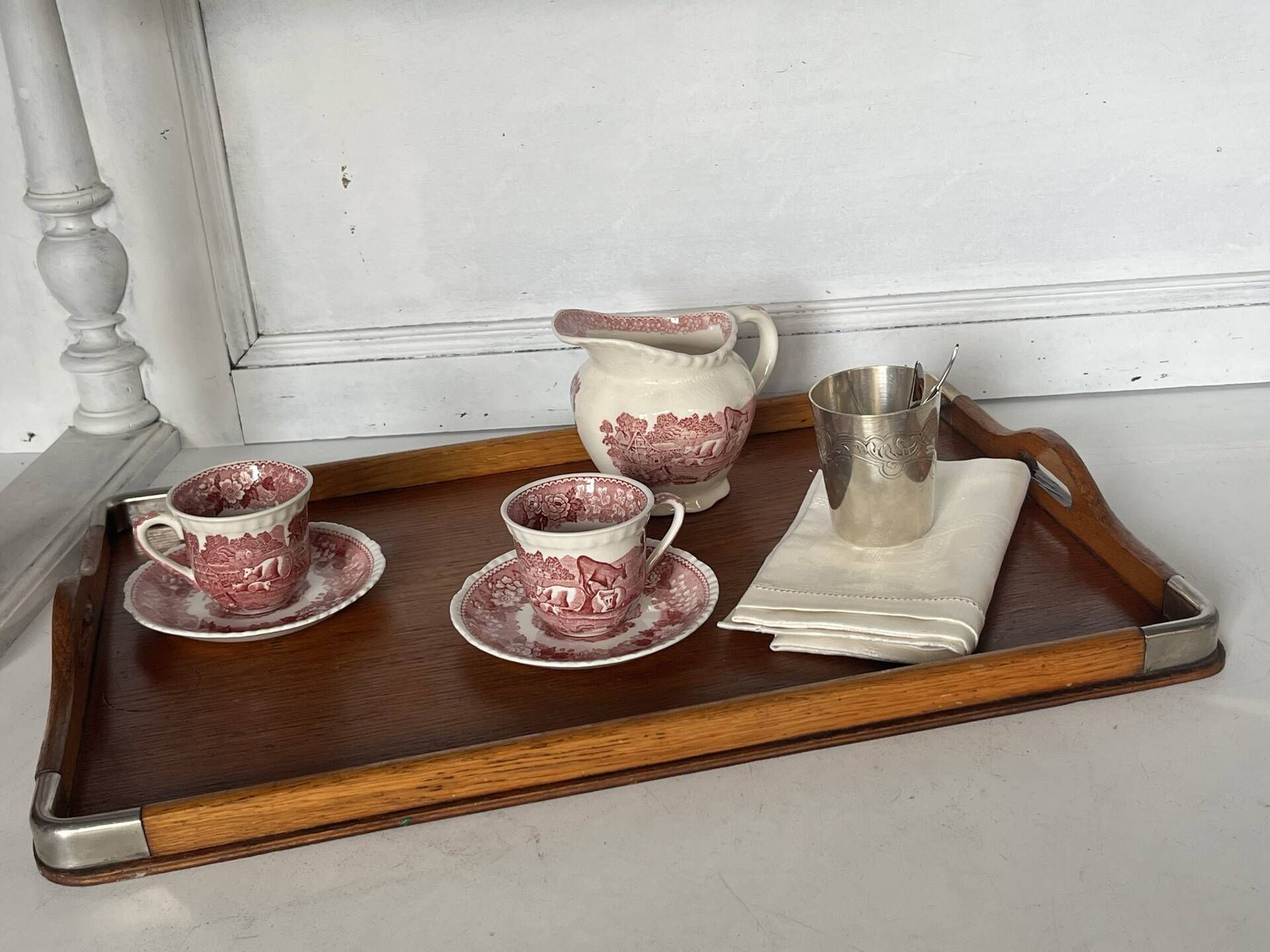 Wood and metal serving tray