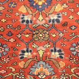 Handwoven rust wool carpet square oriental area rug - 134x136cm