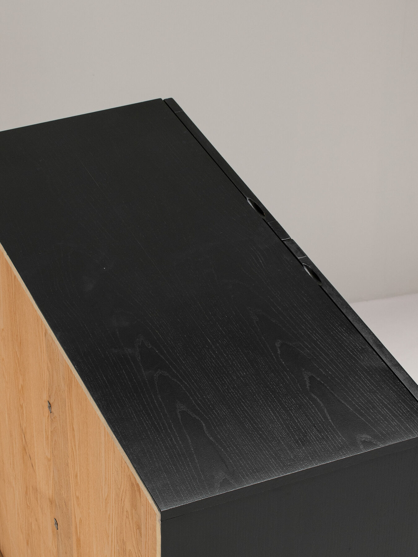 Black Brutalist Bar Cabinet with Graphic Patterned Doors, Belgium, 1970s