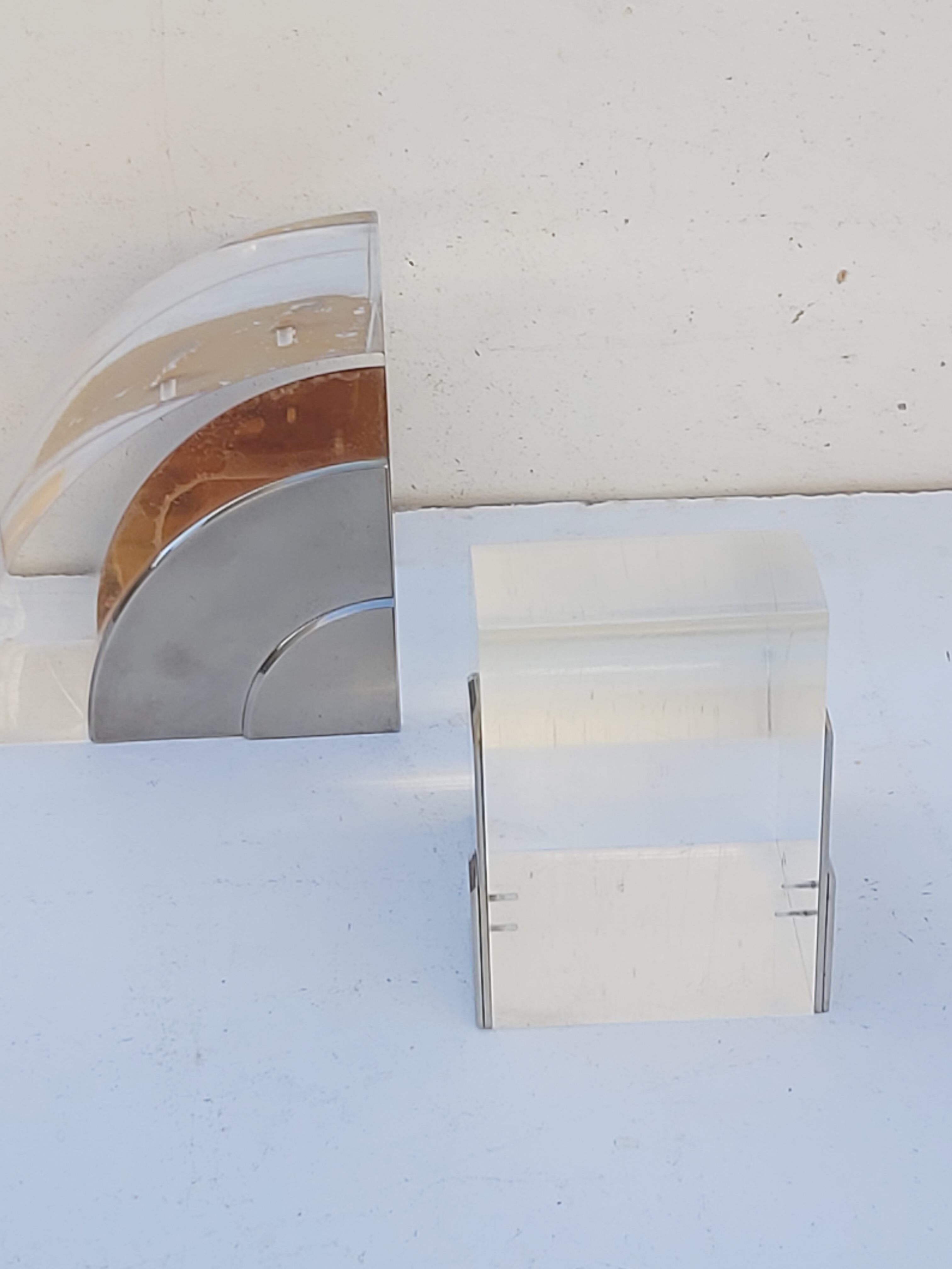 Plexi chrome metal bookends in the 70s