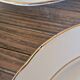 6 Gien Gardanne dinner plates, pink and yellow, with gold trim