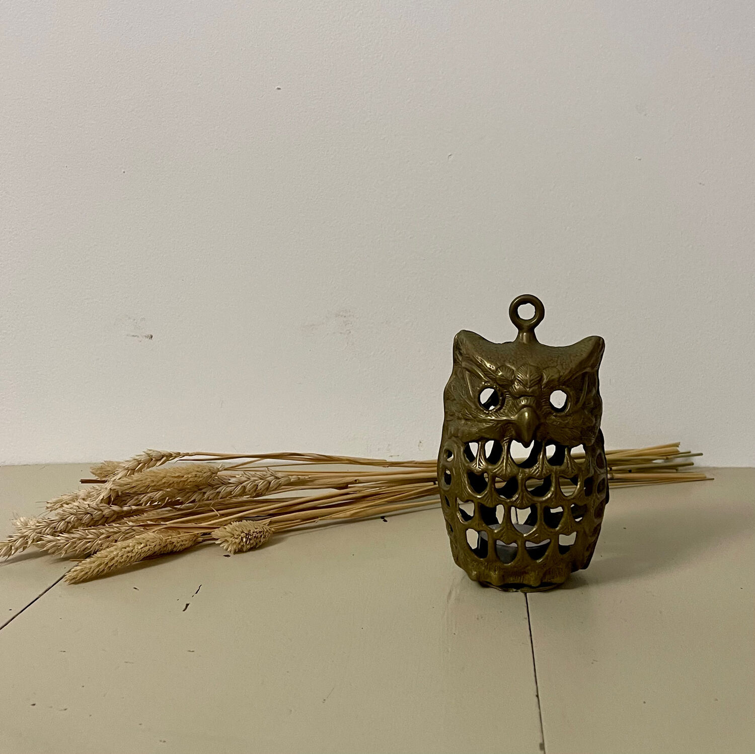 Brass owl tealight holder