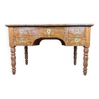 Very beautiful Louis Philippe period desk in burr walnut circa 1830