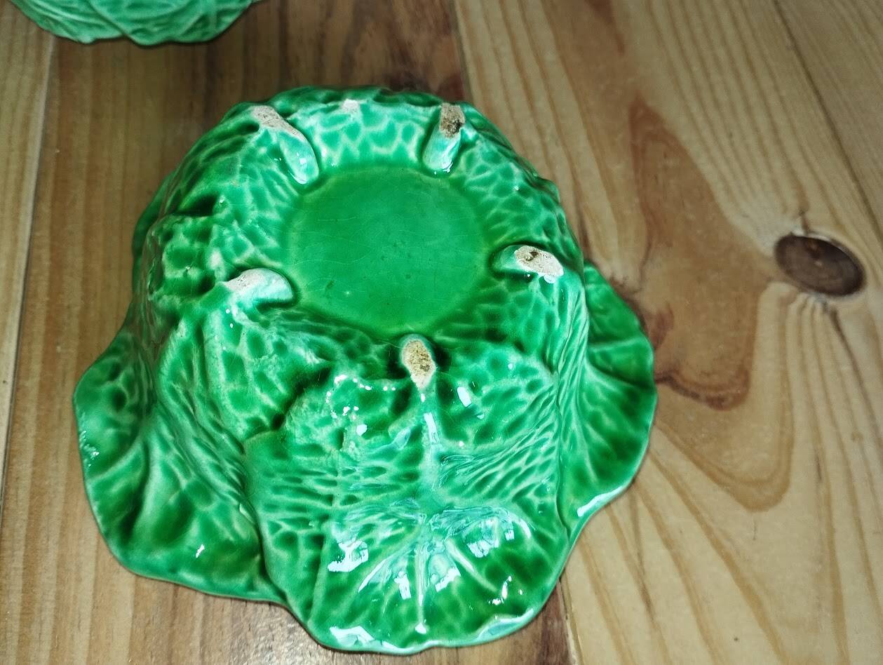 Vintage ceramic barbotine bonbonnière in the shape of a cabbage – 1950s