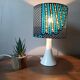 table lamp trumpet foot, modern graphic printed wax shade
