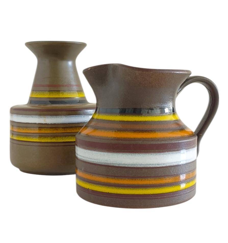 Bitossi Ceramic Vase and Pitcher Set by Aldo Londi, Handmade in Italy