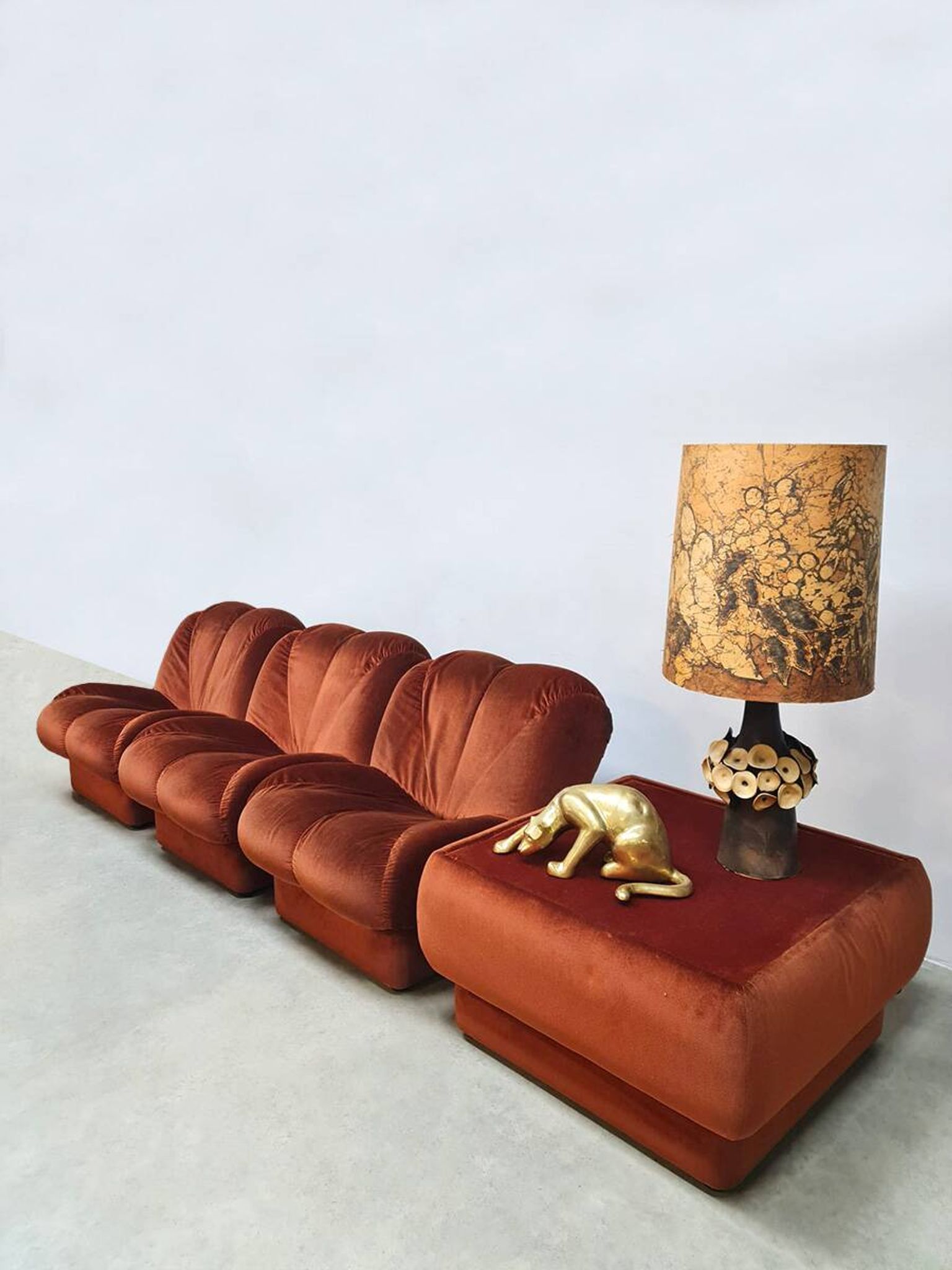 Vintage Italian design modular sofa 'Burnt orange'