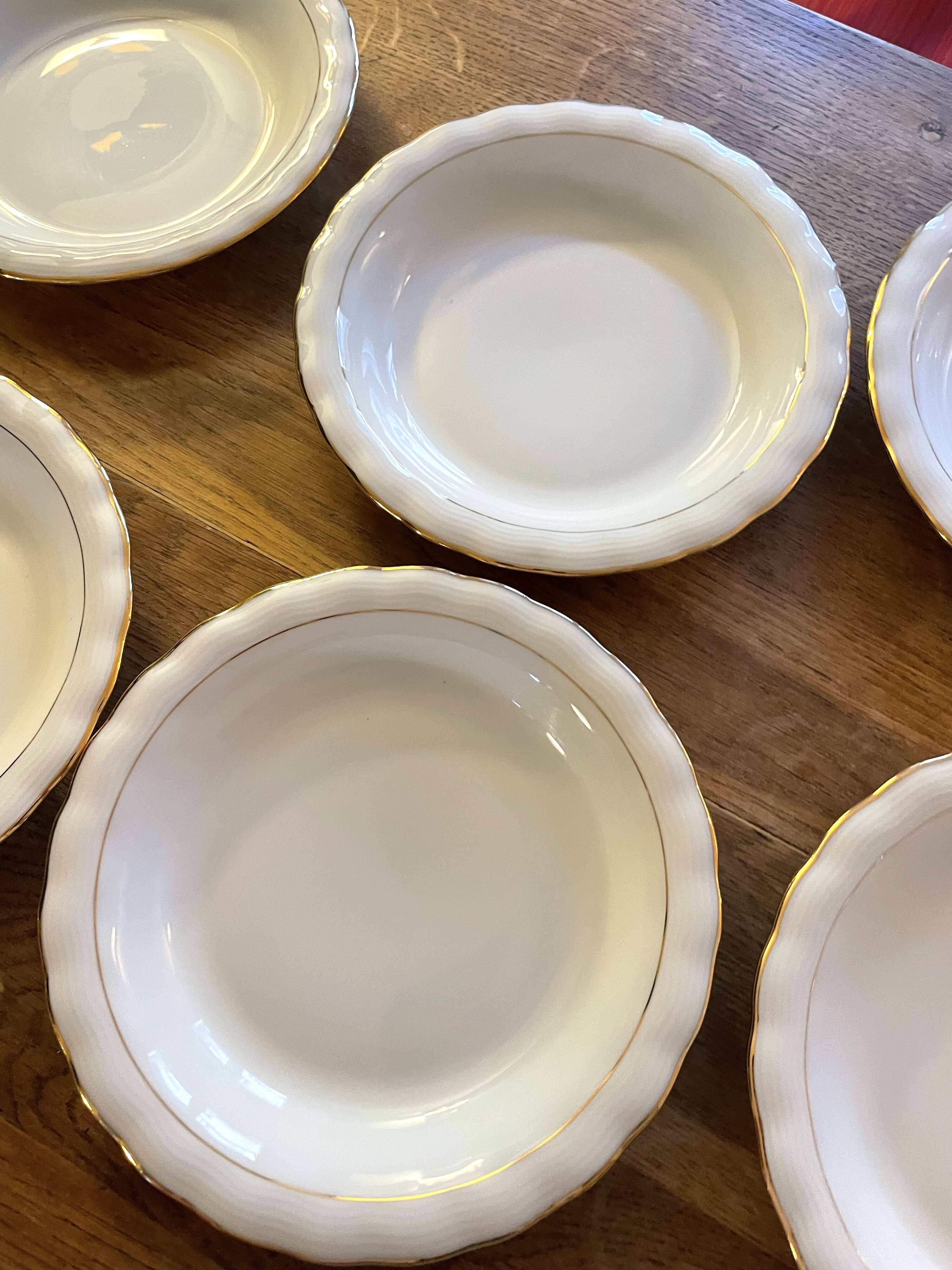 6 Limoges porcelain soup plates signed P. Dessagne in very good condition