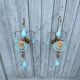 Pair of vintage turquoise blue opaline glass bead sconces