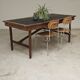 Vintage workshop folding table in oak with a hand-patinated black top.
