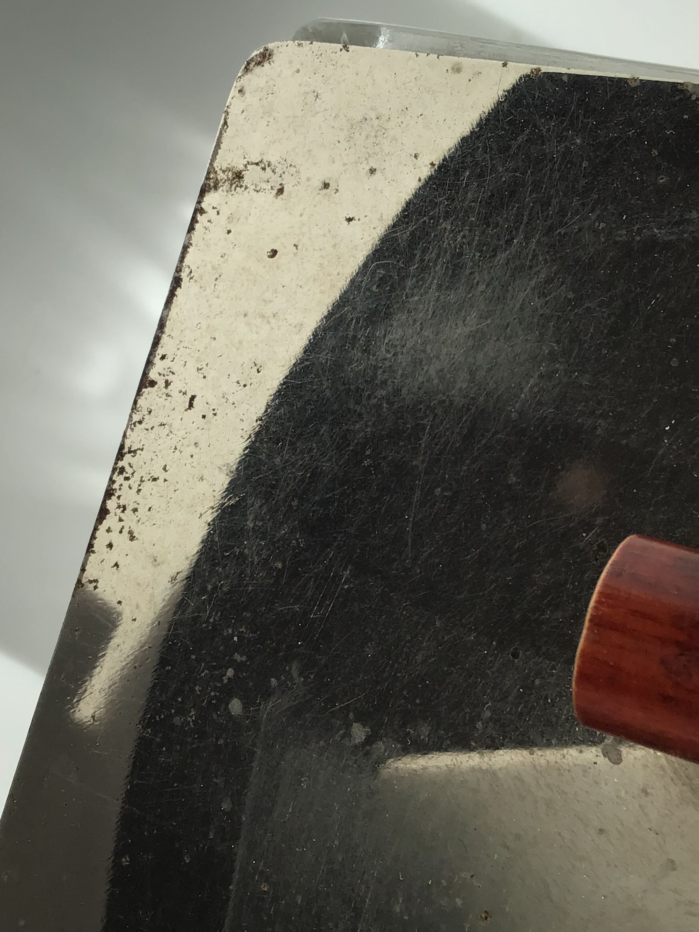 Art Deco box molded glass lid metal mirror