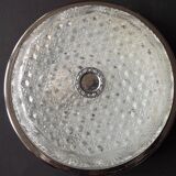 Pair of French Vintage Semi-Flush Cut Glass and Silver Metal Wall Lights