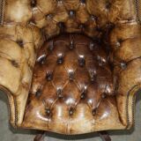 Chesterfield executive armchair in aniline leather