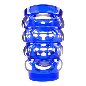 Vase moderne du milieu du siècle, en verre cobalt, Allemagne, années 1950