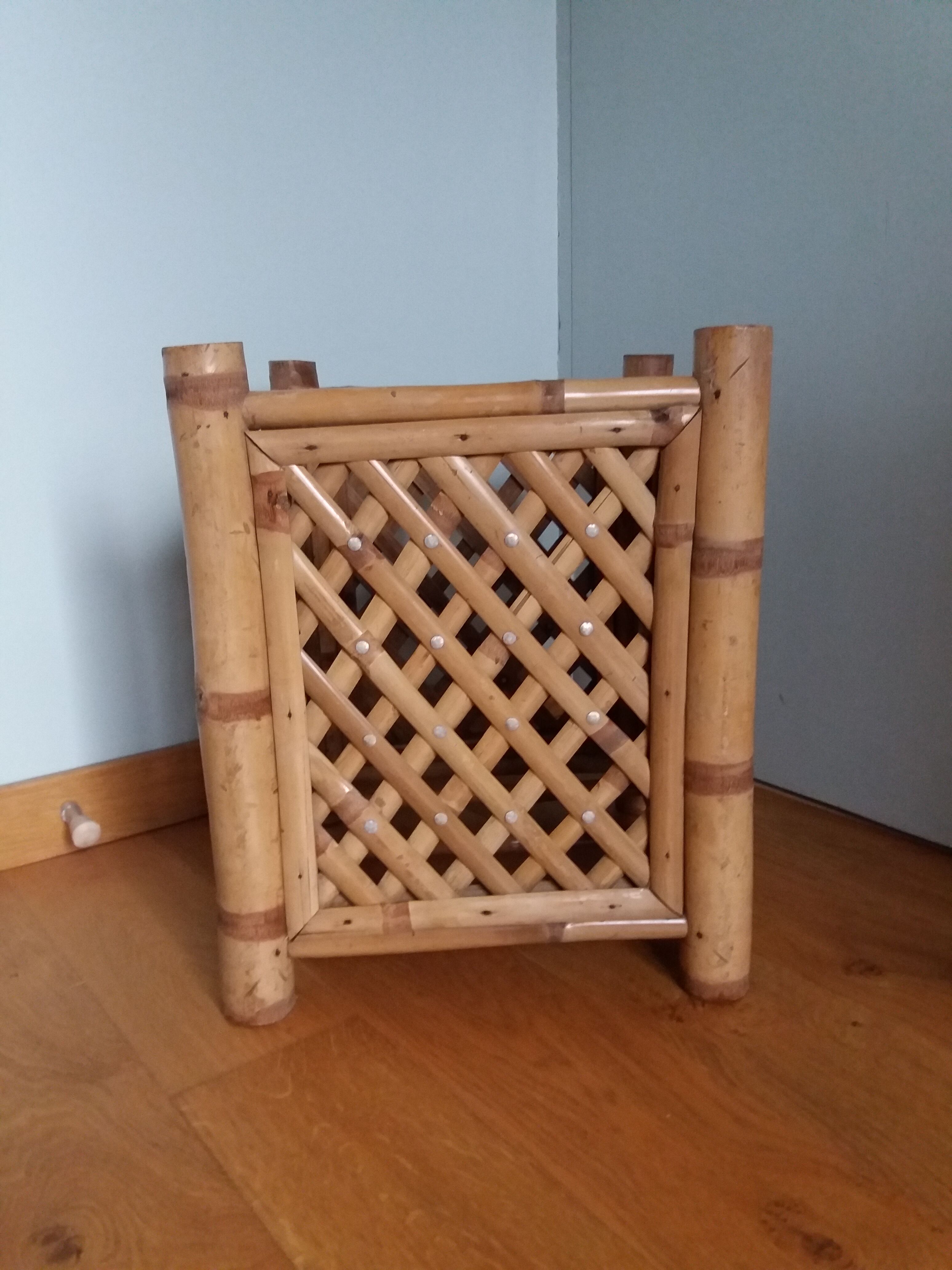 Cache pot large square bamboo