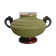 Metal, wood, and engraved glass vase. Swedish grace, 1930s.