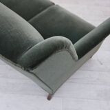 1960s, Danish 3-seater sofa, original turquoise-green furniture velour.