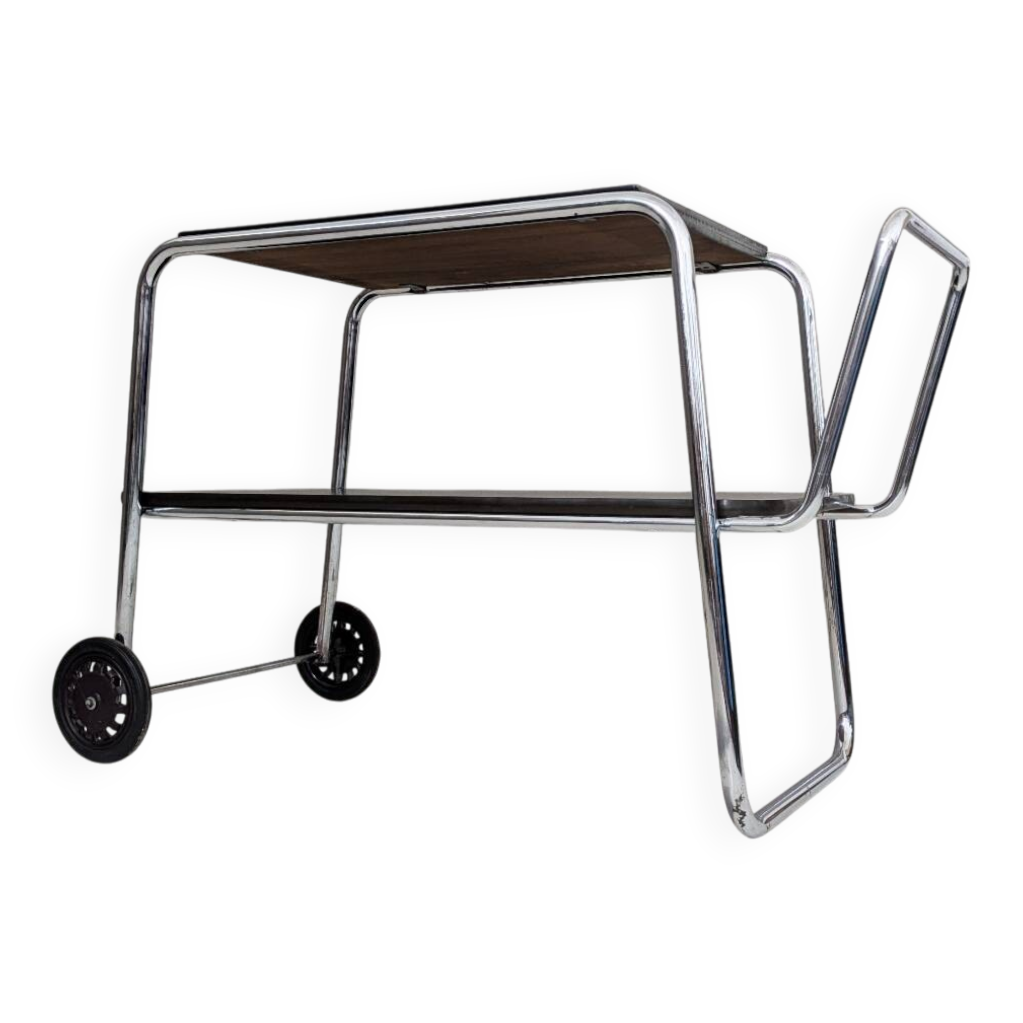 Bauhaus Tubular Steel Serving Cart by Robert Slezák, 1930s