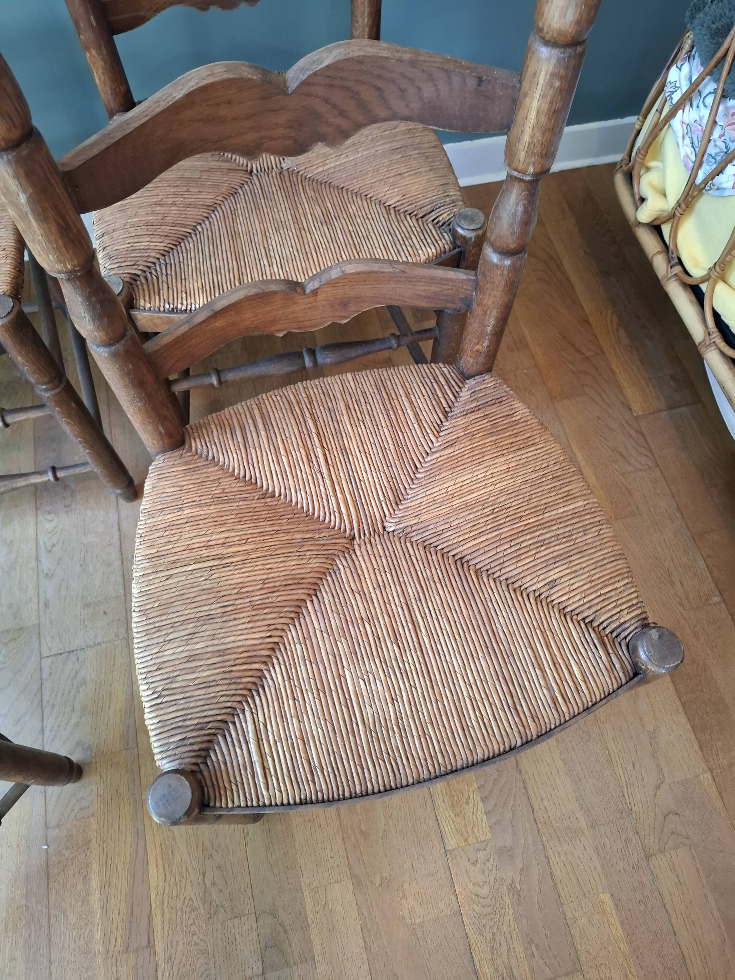 4 rustic straw chairs