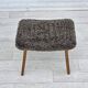 1960s, reupholstered Danish armchair, with stool, genuine sheepskin.