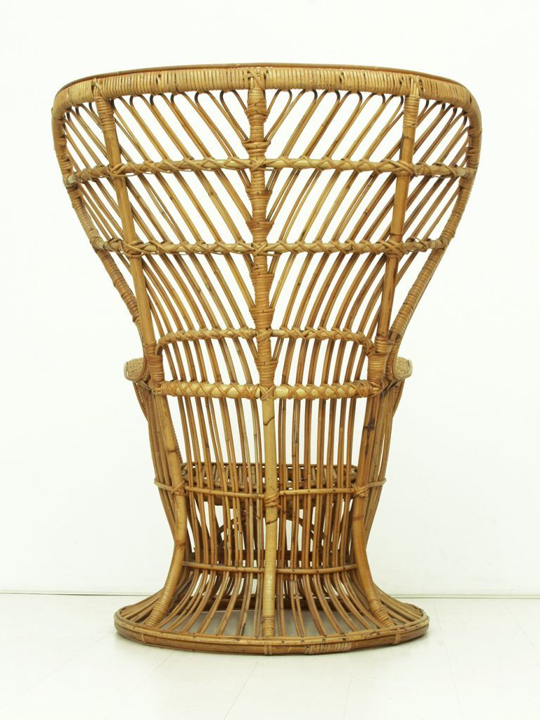 Vintage wicker lounge chair, italian 1950s