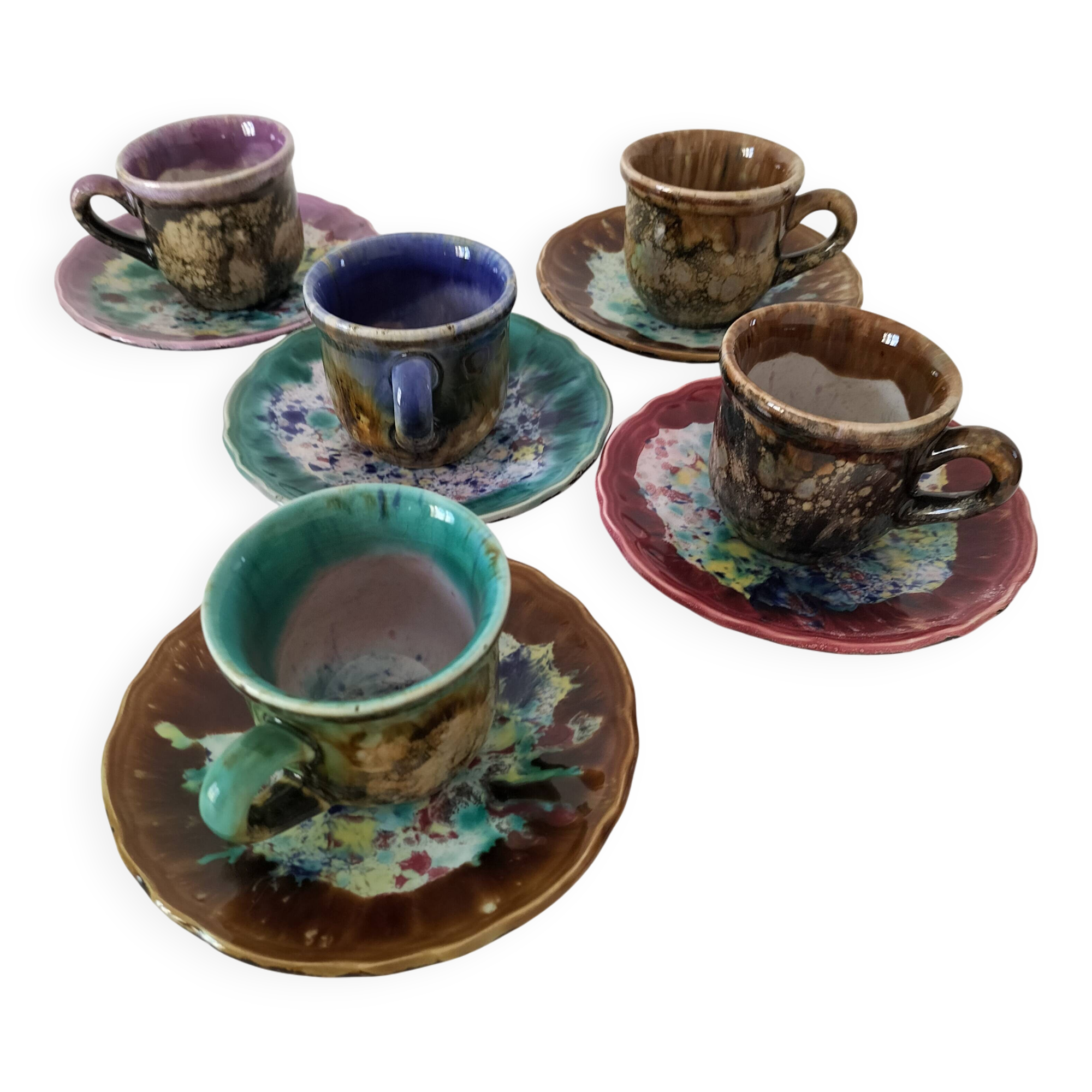 Gaston Gaubier ceramic cups and saucers