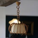 Vintage rattan and paper pendant light