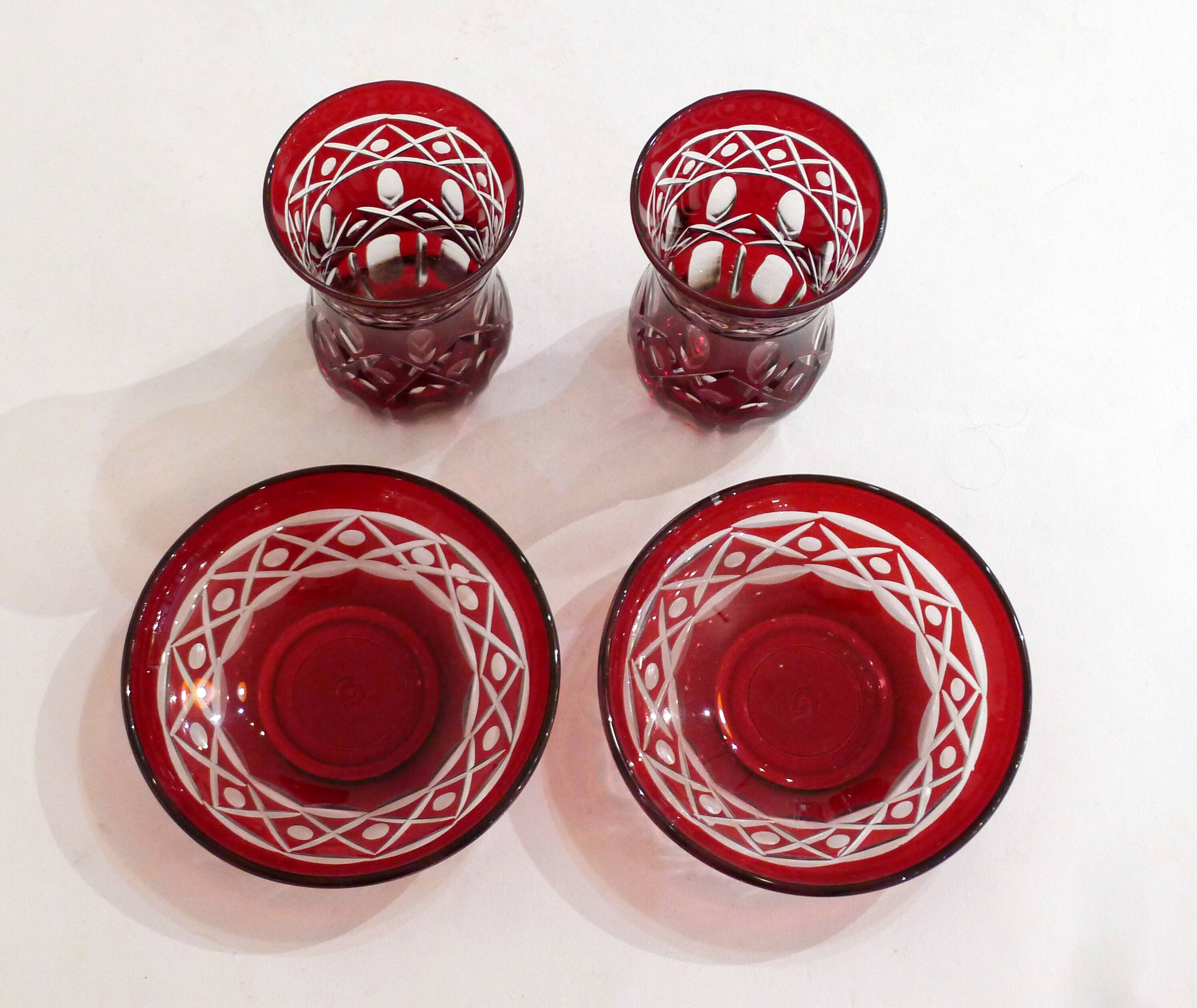 Pair of cut tea glasses